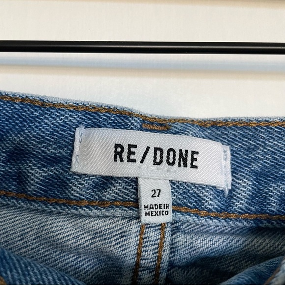 Re/Done Loose Straight Leg Destroyed Medium Blue Jean Distressed Denim Size 27 - Picture 7 of 12